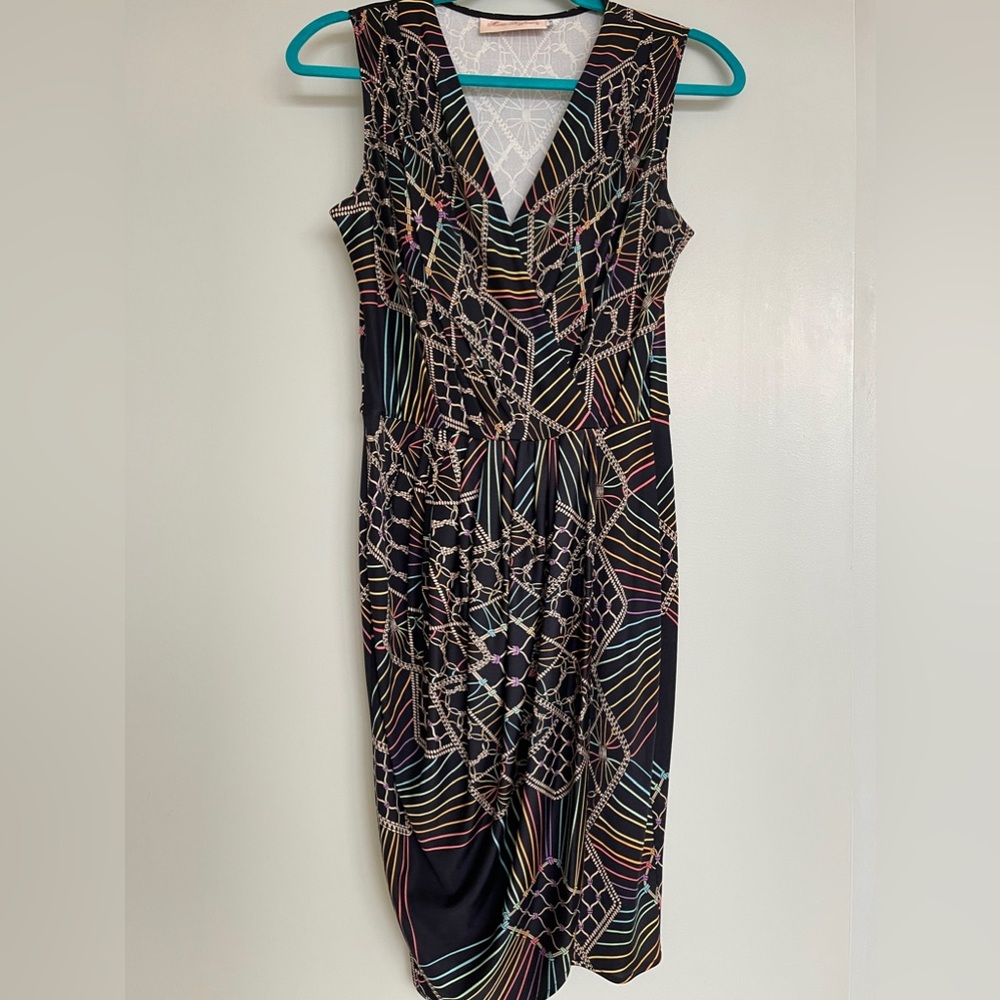 Mara Hoffman Silk Jersey Rainbow Chain Pattern Printed Dress Size Medium